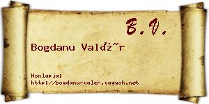 Bogdanu Valér névjegykártya